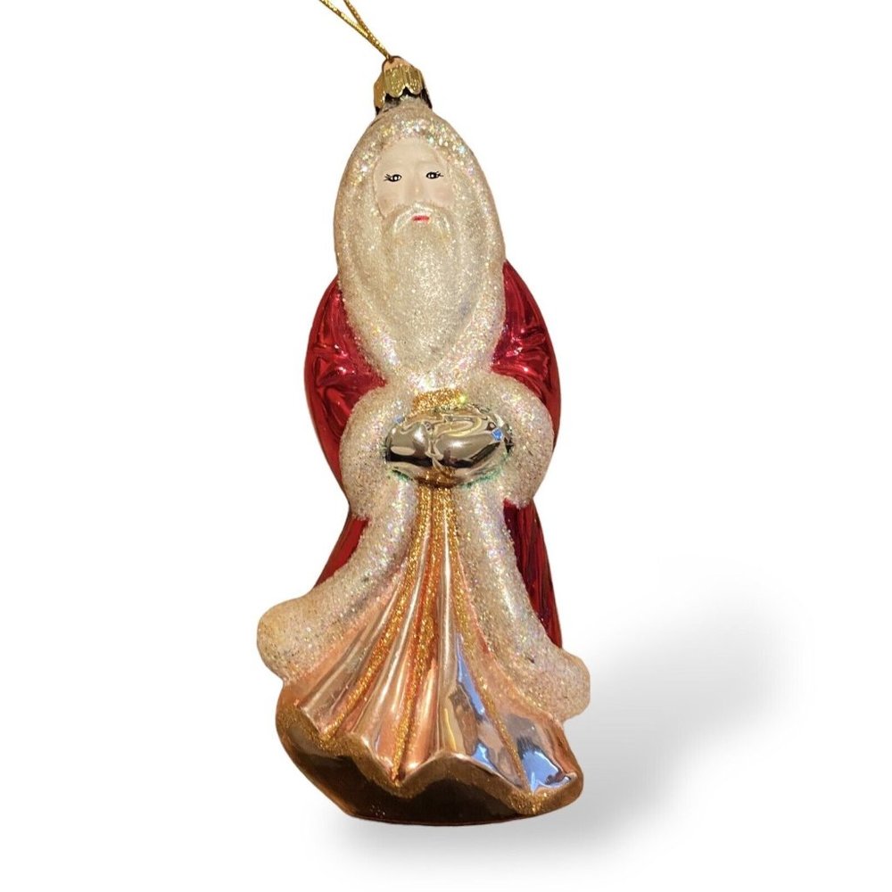 Santa's Best Glass  Santa Ornament Christmas Holiday Decoration